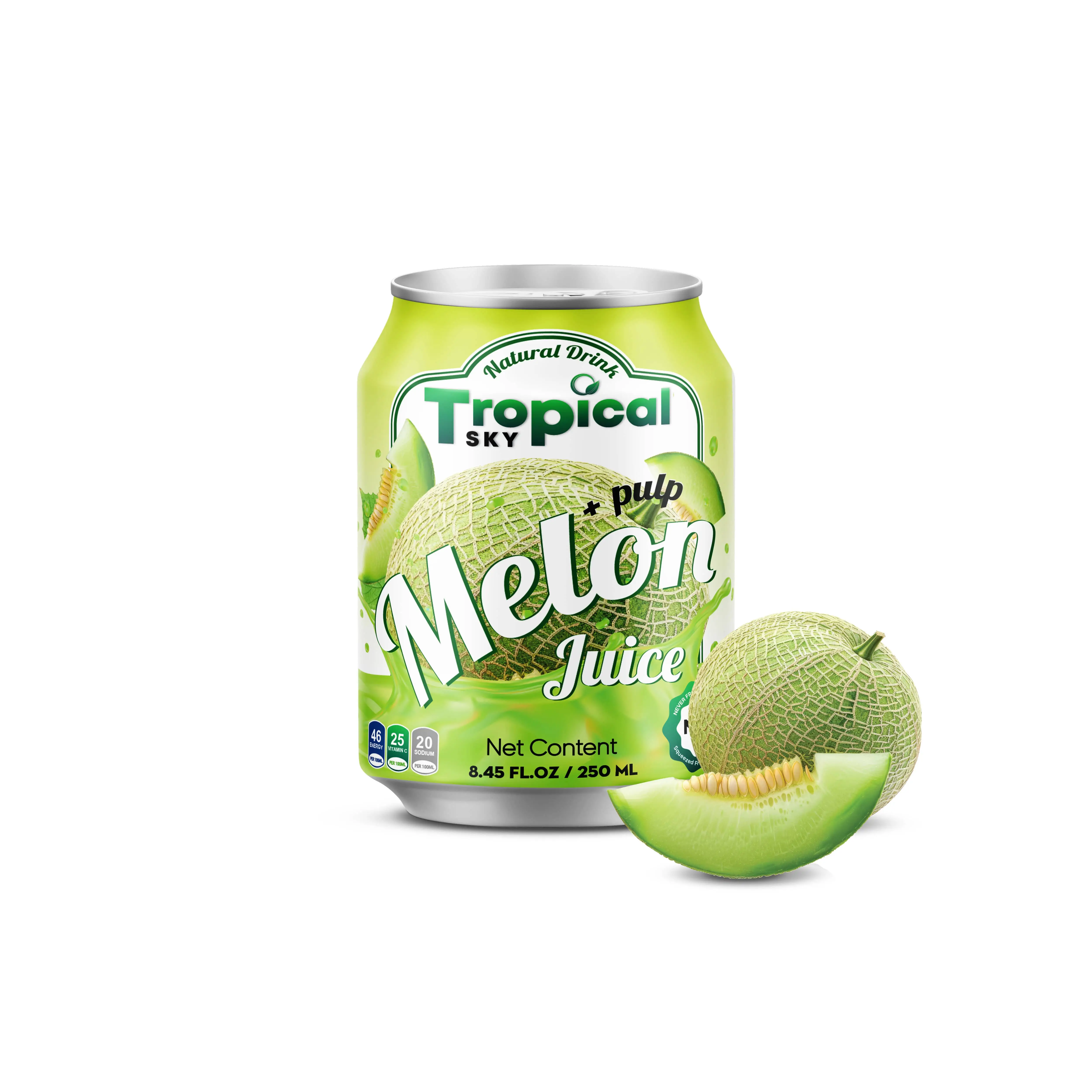 Tropical Melon juice with pulp 250ml canned x 24pcs Ready export to oversea